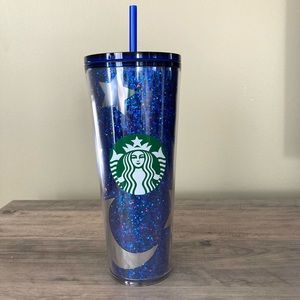 STARBUCKS Disney World Blue Sparkle Cold Cup Tumbler